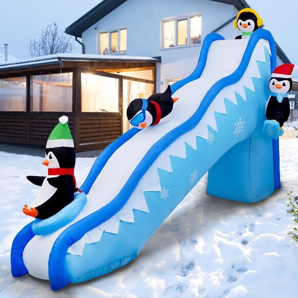 🆕6FT Christmas Inflatables Penguin Slide Blow Up Build-in LED Outdoor Decor - Picture 4 of 10